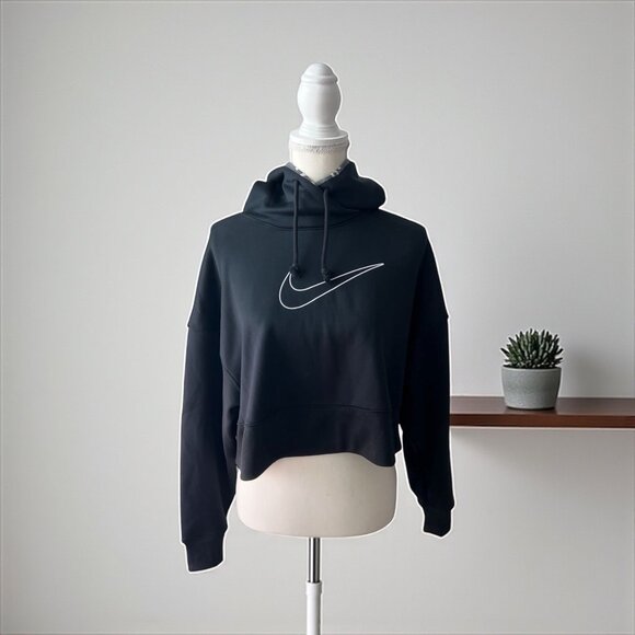 NIKE Women’s Black Crop Sweatshirt Size Medium - Picture 1 of 6